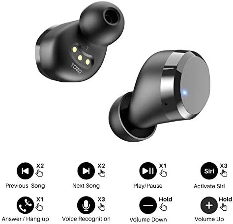 TOZO T12 2022 אוזניות אלחוטיות Bluetooth 5.3 אוזניות פרמיום ביצועי צליל בקרת מגע LED תצוגה דיגיטלית תצוגה דיגיטלית טעינה