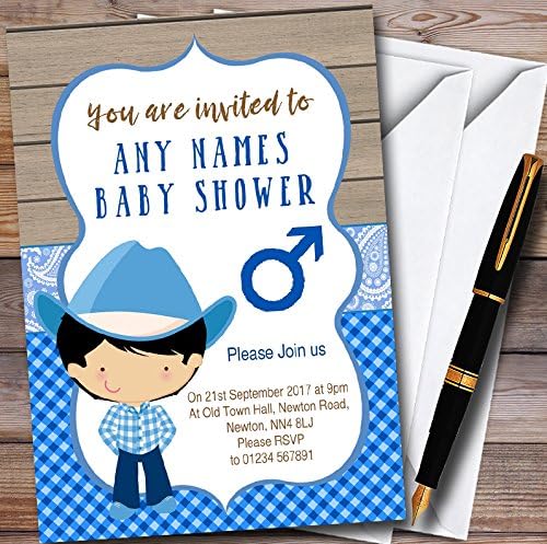כחול מערבי חמוד קאובוי אישית תינוק מקלחת הזמנות