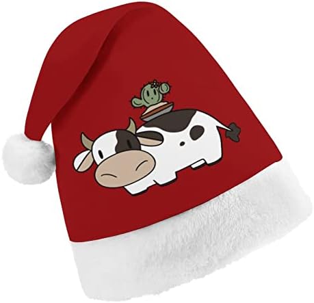 פרה ופרח קקטוס חג המולד כובע אישית סנטה כובע מצחיק חג המולד קישוטים