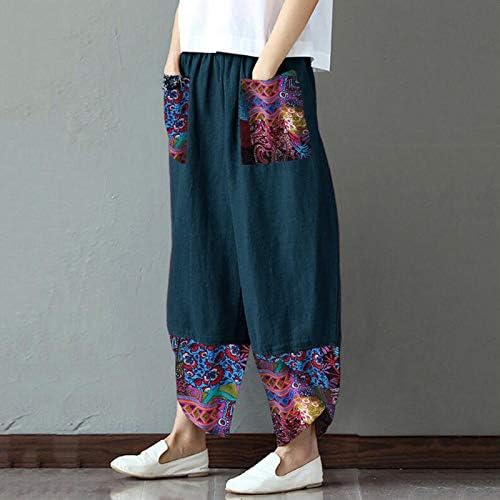 מכנסיים רחבים של שנגקסיני לנשים כותנה מזדמנים מדפיסים טלאים טלאים