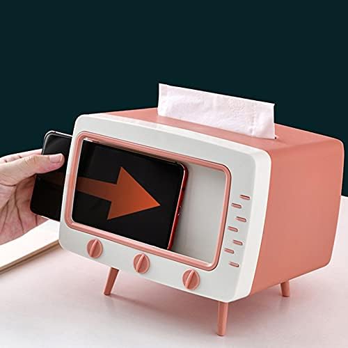 Llly Creative 2 ב 1 טלוויזיה ברקמות טלוויזיה שולחן עבודה מחזיק נייר מארגן מארגן מארז מפיות עם מחזיק טלפונים ניידים
