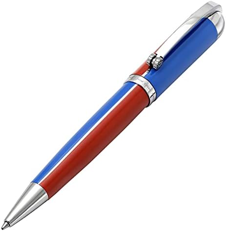 עט פליז בינוני וחזון של Xezo עט כדורי אלומיניום, לכה ביד בצבע אדום וכחול. ממוספר במהדורה מוגבלת של 500. נטיית צבע