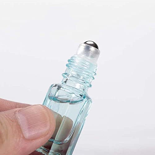 בקבוקי רולר מזכוכית מתומנת עיסוי מיני בקבוקוני בקבוק בקבוקי בנוסעים דגימת בושם קוסמטית מיכלים עם כובע שחור
