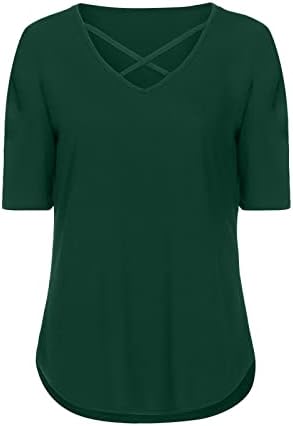 חולצות צוואר לנשים שרוול קצר טרקלין גלישת התלקחות פעמון תחתון בסיסי אתחול למעלה חולצות גבירותיי 2023