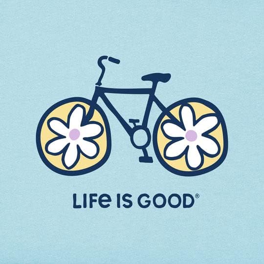 החיים טובים. ילדים פרחים אופניים SS מגרסה טי, כחול חוף, קטן