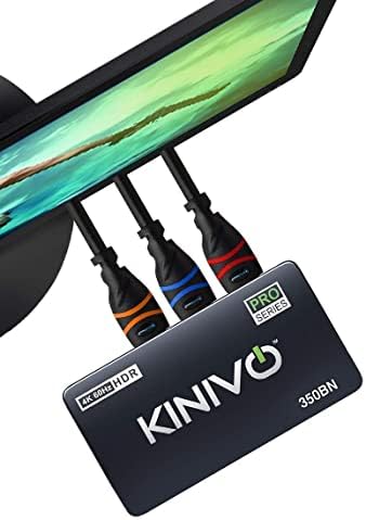 KINIVO 350BN 4K מתג HDMI עם Bluerigger 4K HDMI כבל - 6.6ft, 3 חבילה