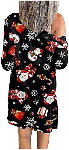 תחפושת לחג המולד לנשים 2022 חג המולד קרדיגן סנטה מודפס שרוול ארוך סוודרים קדמיים פתוחים מעילי הלבשה עליונה אופנתית