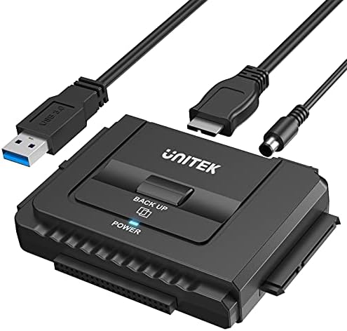 UNITEK USB 3.0 ל- IDE ו- SATA Converter ערכת מתאם כונן קשיח חיצוני לדיסק אוניברסלי 2.5/3.5 HDD/SSD, פונקציית גיבוי