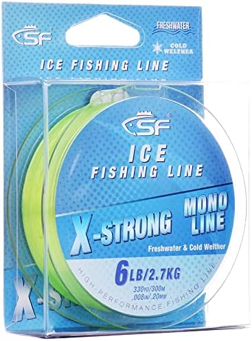 SF X-Strong Monofilament Line Fishing Ice עם קו המונו Spool 3/4/6/8LB 330YD/300M CLEAR/Fluor Green Fishing Wit