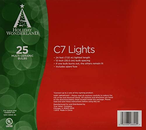 אורות חג המולד קבעו קרמיקה רב-צבעונית 25-ספירות C7
