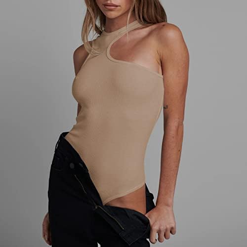 גוף חליפת אישיות עיצוב קיץ נשים של הדוק מוצק צבע סרוג סרבל חמוד