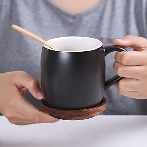 מבטאים ביתיים מבטאים קרמיים ספל קפה קרמי של 2 עם מכסה, ספלי קפה קרמיקה שחור לבן, 13 גרם, כוסות קפה קרמיקה