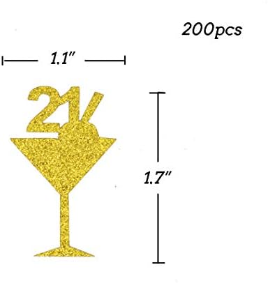 יום הולדת 21 קונפטי PVC מרכז קוקטייל תגיות חמודות לקישוטים למסיבות יום הולדת 21 אספקת גודל גדול 1.7x1.1 אינץ 'תפאורה