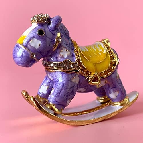 Jingshiy מקסים כיסא סוס נדנדה תיבת תכשיט תכשיט גביש צבוע ביד תכשיטים קופסת אחסון תכשיטים צירים מחזיקי תצוגה