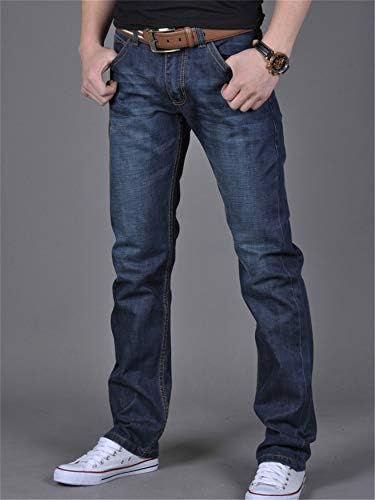 ג 'ינס ישר בכושר ישר של גברים ישר בכושר רזה מזדמנים רזה מכנסיים ג' ינס גדול מכנסיים עם כיס רוכסן