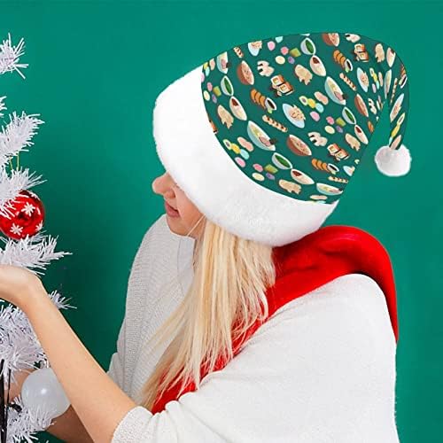 סושי מטבח יפני קטיפה חג המולד כובע שובב ונחמד סנטה כובעי עם קטיפה ברים ונוחות אוניית חג המולד קישוט