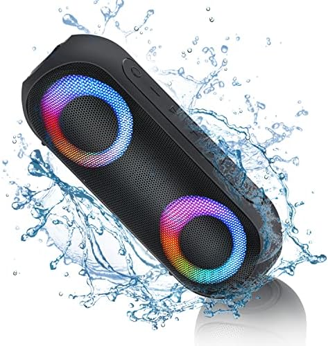 רמקולי Bluetooth של נוטבריק, רמקולים ניידים Bluetooth אלחוטי עם צליל סטריאו רם 30 וולט, רמקולי מקלחת אטומים למים IPX7, RGB