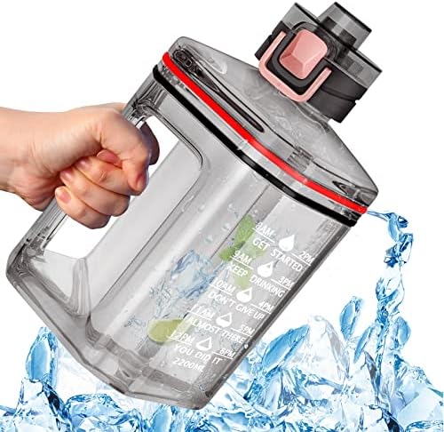 Leorx מניע בקבוק מים ספורט 0.6 ליטר 74 אונקיה 2.2L BPA חינם ומזון תמצית חומר סיליקון, הגנה מפני דליפה כפולה,