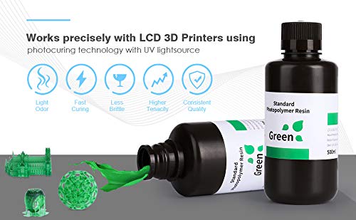 שרף מדפסת תלת מימד של אלגו 3D LCD שרף UV-Cure שרף 405nm פוטופולימר סטנדרטי עבור LCD 3D הדפסת ירוק צלול 500 גרם
