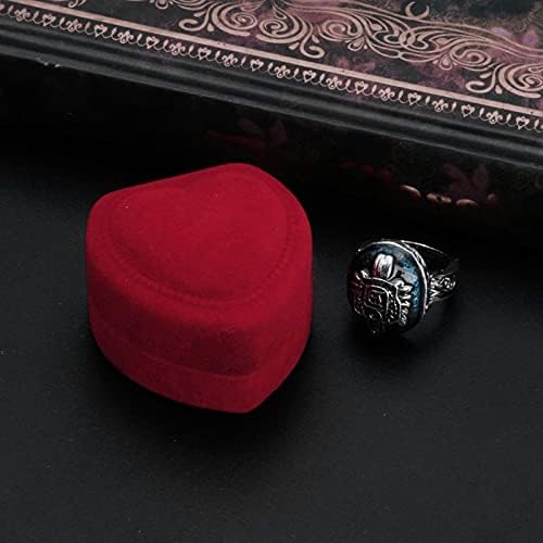 Qiaonnai ZD205 1PC תכשיטים צורת לב קטיפה תכשיטים תכשיטים טבעות טבעות עגיל אחסון תכשיטים תיבת תכשיטים