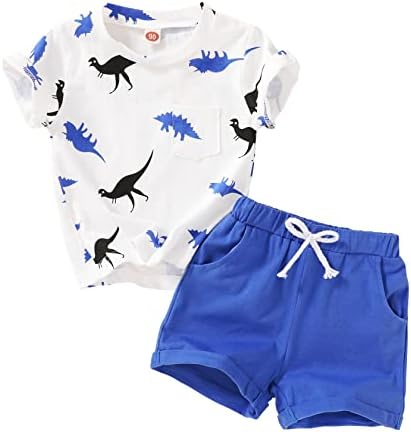 פעוט צעיר פעוט תינוק תלבושות קיץ תלבושות דינוזאור חולצת הסוואה מכנסיים קצרים עליונים