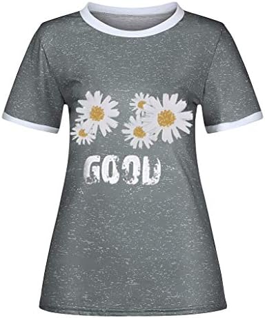 חולצה לנשים אופנה דייזי פרח הדפסת קיץ חולצות מקרית קצר שרוול חולצות רופף טוניקת חולצה