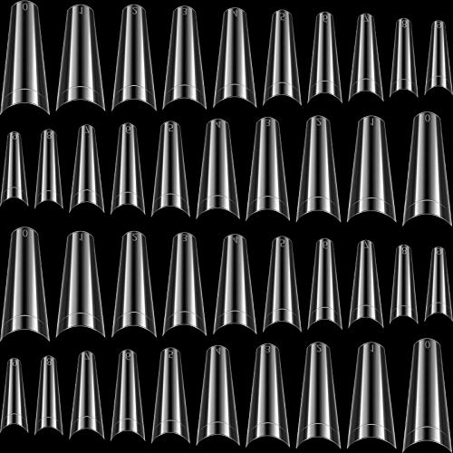 ארון נייל טיפים 1500 חתיכות ברור ארון מזויף ציפורניים ארון בצורת בלרינה ציפורניים טיפים 10 גדלים חצי כיסוי מלאכותי