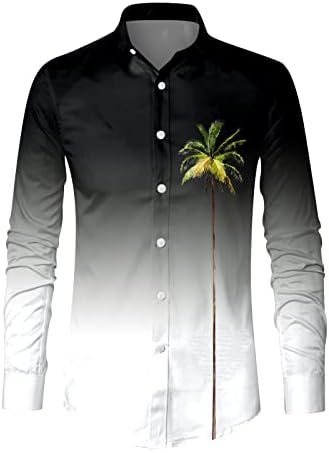 XXBR Mens כפתור למטה חולצות מזדמנים, חולצות צווארון מפני צווארון סתיו חולצות הוואי