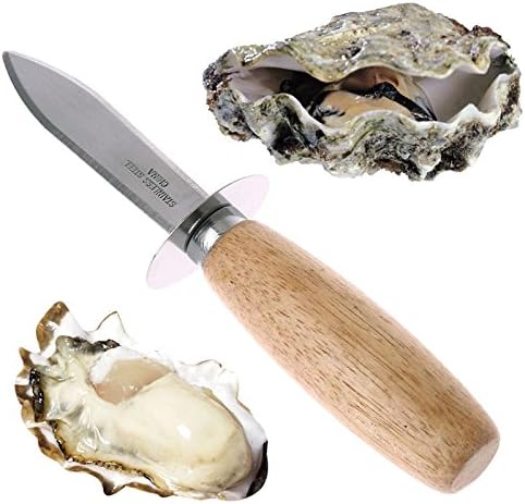 צדפה סכין חד קצוות שאקר מעטפת פירות ים פותחן כלי עם ידית עץ