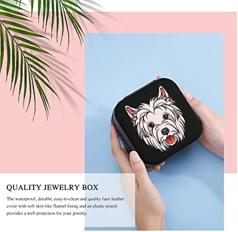 כלב מערב היילנד לבן טרייר פנים תכשיטים קטנים קופסא צמיד צמיד מארגן עור טבעת ניידים טבעת אחסון קופסאות אחסון