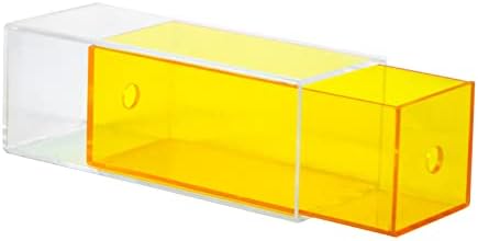 קופסא מארגן תכשיטים של משקפיים אקריליים קופסת מארגן תכשיטים, מארז אחסון משקפי ראייה, סוג מגירה קופסה דקורטיבית צהובה