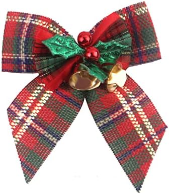 קישוטים למסיבות גור לבנות 2022 קשת קשת קשתות חג מולד עם פעמוני ברזל קישוטי עץ חג המולד עניבה עניבה DIY מתנה קשת