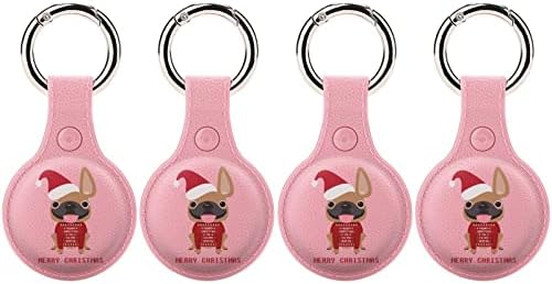 סנטה צרפתית בולדוג מקרה עבור איירטאג עם מחזיק מפתחות מגן כיסוי אוויר תג מאתר גשש אביזרי מחזיק עבור מפתחות תרמיל חיות