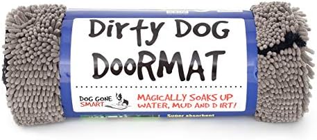כלב נעלם חכם שטיח מיקרופייבר לכלבים מלוכלכים, סופר סופג, ניתן לכביסה במכונה עם גיבוי מונע החלקה, בינוני, אפור ודקסאס מנקה כפות