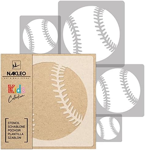 Nakleo 5 PCS שבלונות פלסטיק לשימוש חוזר - שידוך כדור בייסבול - 13.4 עד 3.5 - דפוס ילדים ציור לילדים תבנית תבנית תפאורה