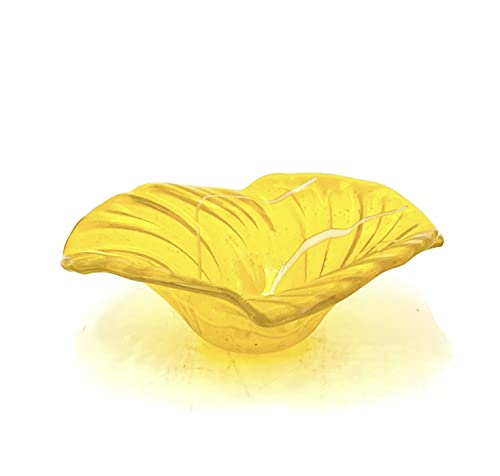 טיפת לימון צהובה אמצע המאה אמצע המאה זכוכית התמזגה מודרנית קערה דקורטיבית בגודל 8.25 אינץ '