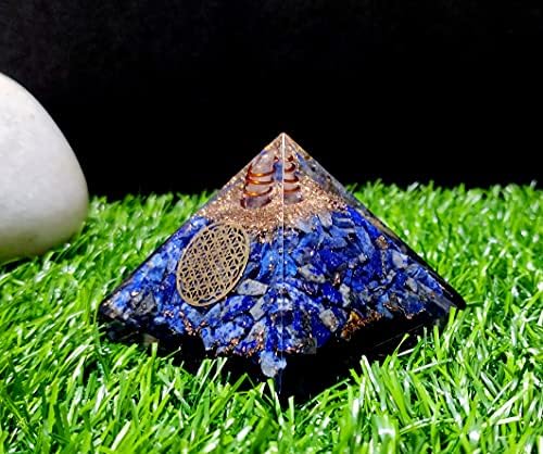 Sawcart Lapis Lazuli פירמידה קריסטל אורגונה עם סמל פרח החיים, צמיד אבן ואורגון