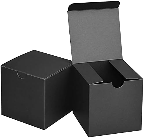 קופסאות מתנה שחורות קטנות 3 על 3 על 3 קופסאות נייר קראפט שחורות למתנות, טובות מסיבה, מקלחות, מלאכת יד, קופסאות