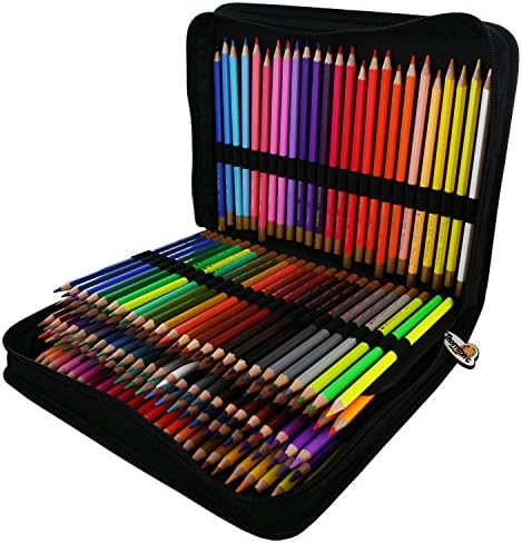 אספקת האמנות של ת'ורנטון פרמייר פרימיום 150 עפרונות צבעוניים אמן שנקבעו לציור רישום עם מארז בד שחור עם רוכסן - עפרון צביעה מרובה