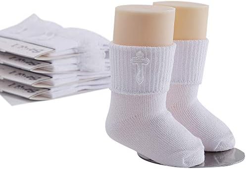גרביים לבנות בולפי לבנים 2 זוגות עם רקמה צולבת, 0 עד 6 חודשים או 6 עד 12 חודשים