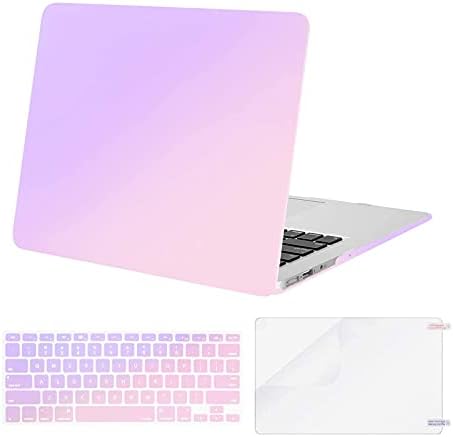 Mosiso תואם למארז MacBook Air 13 אינץ ', דפוס פלסטיק מארז קשיח וכיסוי מקלדת מגן עור ומסך, שיפוע סגול