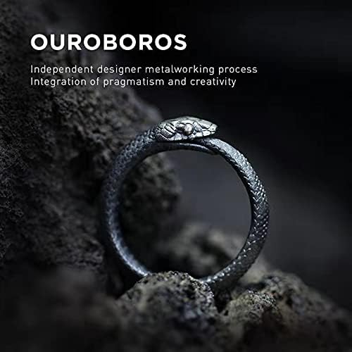 אישיות שחור נחש טבעת נושך זנב פתוח מתכוונן בעלי החיים טבעת עבור גברים ונשים
