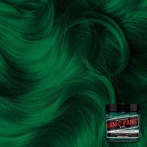 צבע שיער קנאה ירוק פאניקה מאניה-מתח גבוה קלאסי-צבע שיער קבוע למחצה-צבע ירוק אמרלד עמוק עם נימות כחולות - לשיער כהה ובהיר-טבעוני,