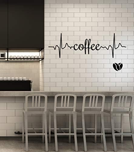 ויניל מדבקות קיר קפה לוגו מילת פעימות לב אנרגיה לב שעועית מדבקות