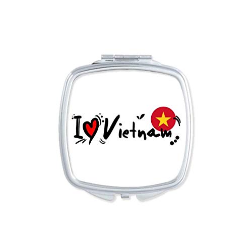 אני אוהב וייטנאם מילת דגל אהבת לב איור מראה נייד קומפקטי כיס איפור כפול צדדי זכוכית