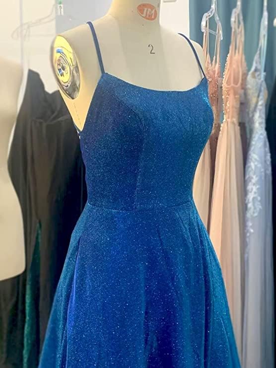 שמלות נשף ארוך קו עם כיסים פורמליות ערב כדור שמלות צד סדק גליטר המפלגה שמלת 2023