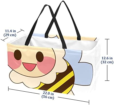 שימוש חוזר בסל קניות מצויר דבש דבש דבורה ניידת מתקפל תיקים מכולת פיקניק תיק קניות סל כביסה