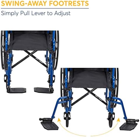 כונן כיסא גלגלים קל במיוחד עם זרועות הפוך ומשענות רגליים מתנדנדות