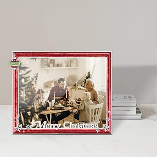Guoer 2022 קישוטי חג מולד שמח מסגרת תמונה משפחתית 8x10 אינץ 'פתית שלג לחג המולד מתכת תצלום מסגרות צילום