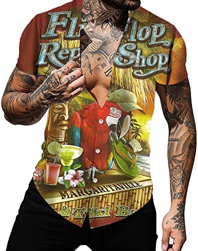 גברים של קצר שרוול שמלת חולצות אופנה מסיבת כפתור למטה חולצות מקרית עסקים פסים מודפס חולצות קיץ חולצות